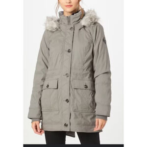 Women's Hollister Gray Utility Jacket with Faux Fur Hood XS